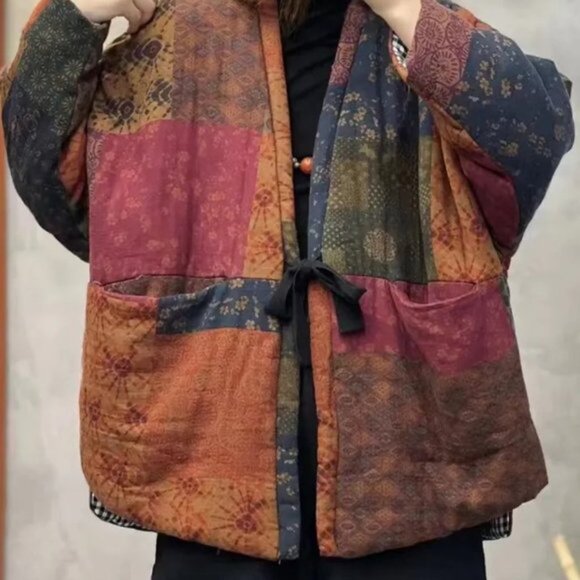 Unique Autumn/Winter 100% Cotton Quilted Jacket, M/L, multicolor - Picture 10 of 12